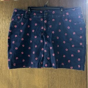 Woman Within Navy Skort with Pink Floral Design 24W